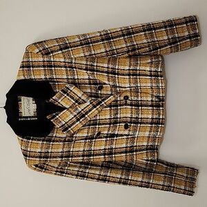 Lord & Taylor Vintage Plaid Double-Breasted  Tweed Blazer Jacket Size 4